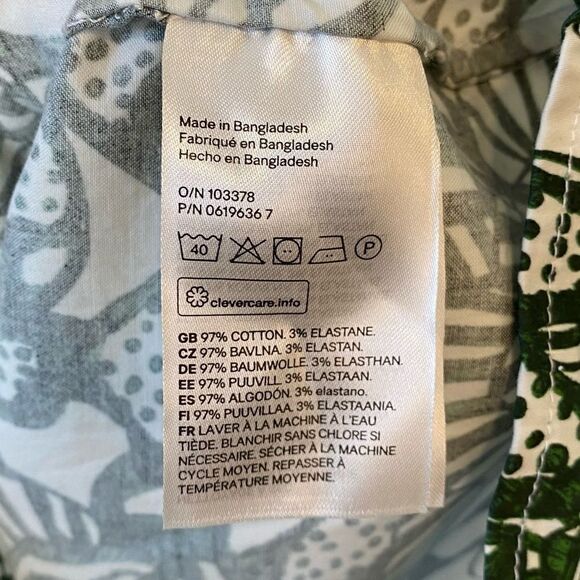 H&M Green & White Floral Off the Shoulder Bell Sleeve Sheath Dress - Picture 6 of 6